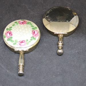 Vintage Lot of 2 Pill Boxes - 1 Plain Gold Tone - 1 Guilloche Enamel on Gold Tone - Fair to Good Condition