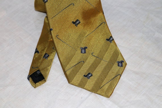 Vintage yApre' Men's Tie  - Top Hat Cane - 100% S… - image 2