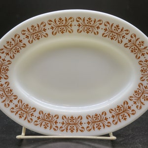 1950s Small Pyrex Tableware Copper Filigree Oval Platter - Made in USA - Restaurant Ware - Pre-Owned - Corning - 794-16