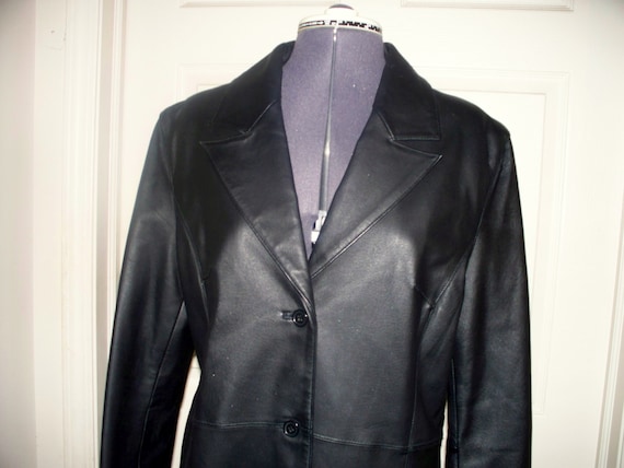 Vintage Ladies Leather Coat Uniform Leather John Paul Richard Size 10 3 4 Quarter Length Etsy
