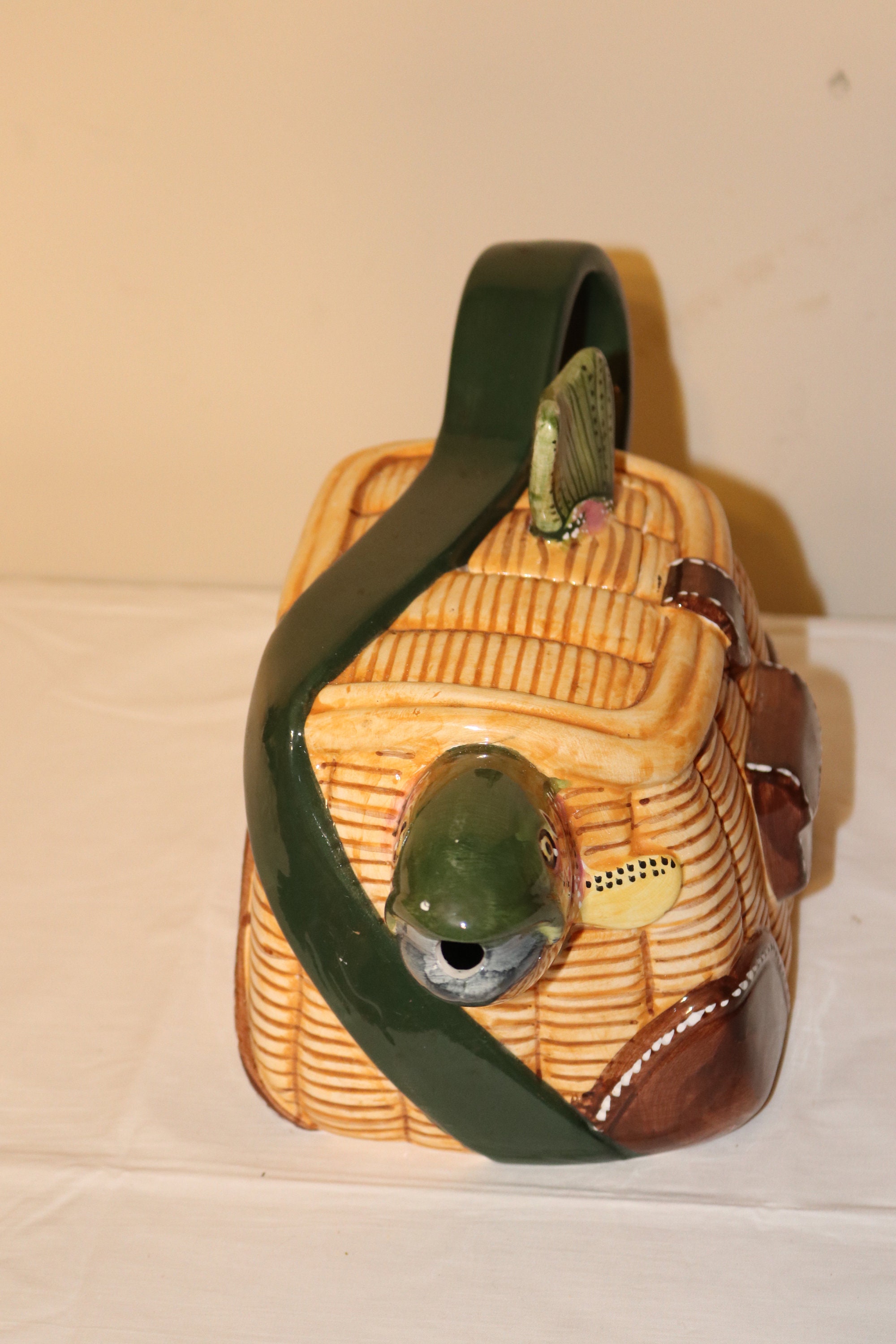 Fishing Creel/basket Teapot in Original Box Fish Head Spout Etsy