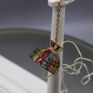 Vintage miniatyr dockhus Tiffany-stil hänglampa - Kabeldragen med kontakt - Plast