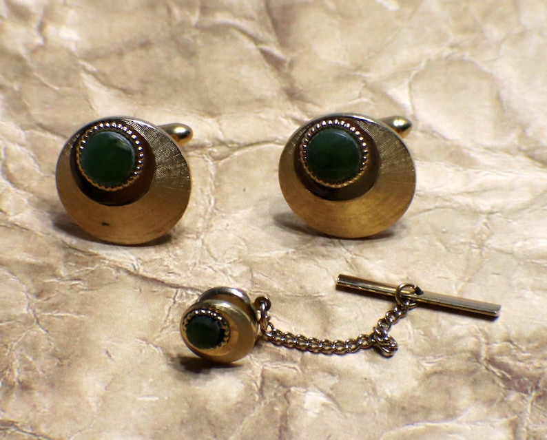Vintage Swank Jade Cufflinks/tie Tack Jade Swank Set Etsy