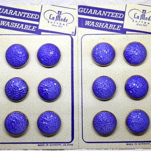 Vintage LaMode Blue Floral Glass Buttons: Collectible NOS (22mm)