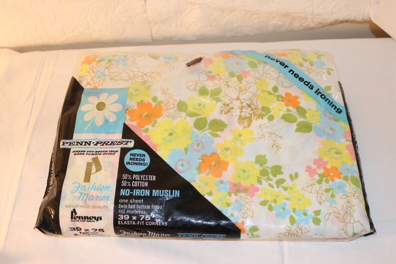 1960s/70s Pennprest Fashion Manor JC Penney Fitted Twin Sheet Etsy
