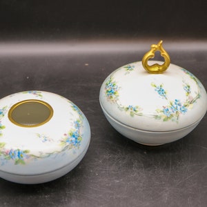 Vintage Hand-Painted Limoges 2-Piece Dresser Set - Hand Painted - Manufacturer Marked and Artist Signed