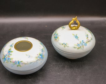 Antique Limoges Porcelain Hair Receiver, Art Deco Floral  display picture 1