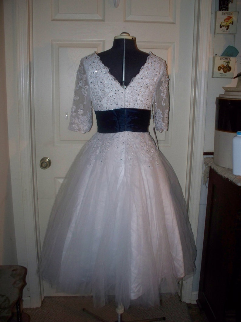 JJs House Wedding Dress/Gown Tea Length White Navy Etsy