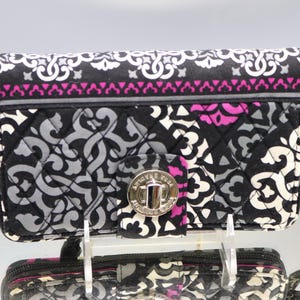 Vera Bradley Lila Schwarz Grau Große Geldbörse Clutch - Drehverschluss - Unbekannt Muster - Retired Muster