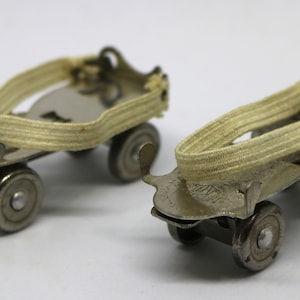1950s Sherwood Doll Expandable Roller Skates - Metal Wheels - Spring Expandable