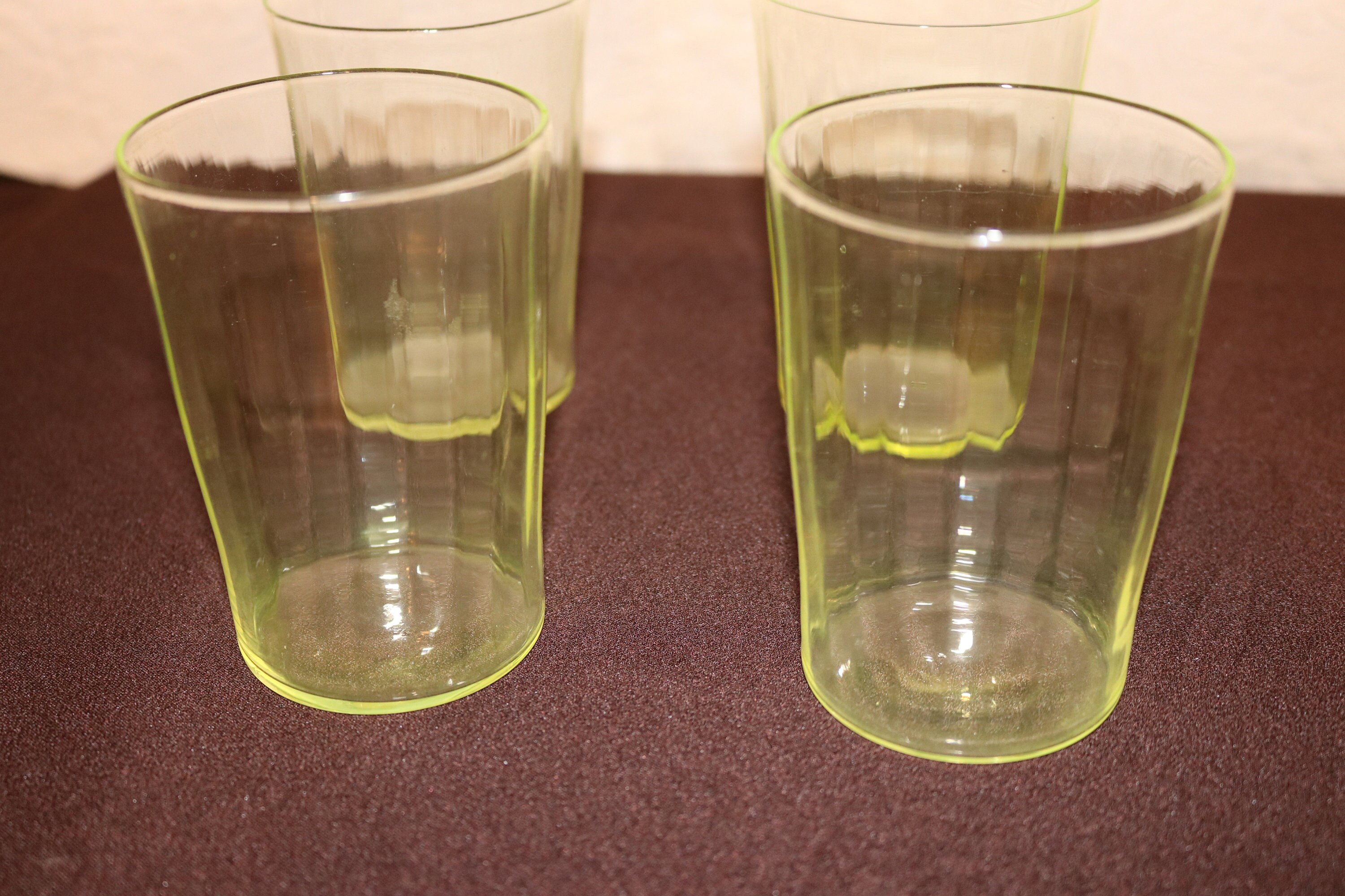 Set of 4 Medium Vaseline Glass Tumblers Uranium Glass | Etsy