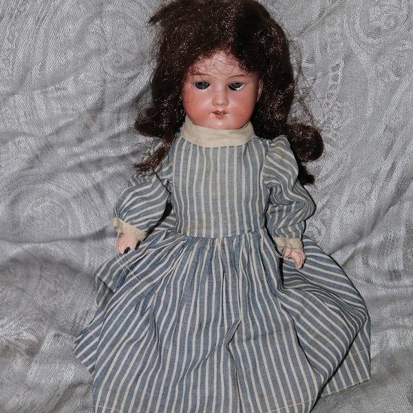 Antique Armand Marseille Bisque Doll - Made in Germany - 390n 3/0 X-M - Composition Body - Blue Glass Eyes - 14"