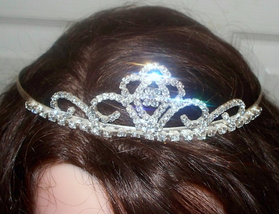 Crystal Rhinestone Tiara - Double Comb - Semi Cir… - image 2