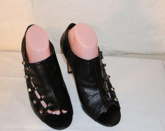 Vintage Ann Marino "Heirloom" Booties - Shoe Boots - Black - Leather - Rubber Sole - Size 10M
