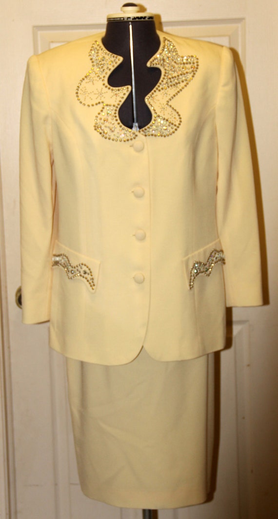 1980s Alberto Makali Skirt Suit - Butter Yellow - 