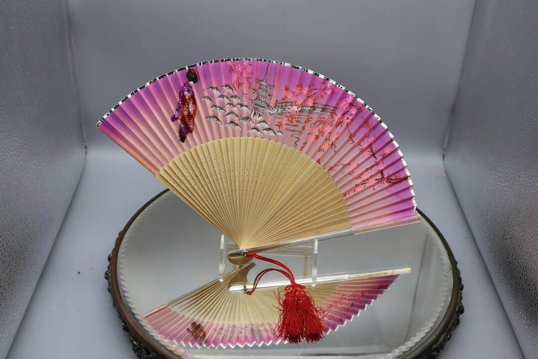Vintage Ladies Clear Confetti Lucite Painted Silk Fan: Hand Fan ...