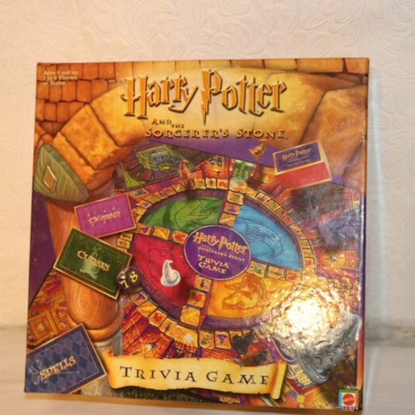 Vintage 2000’s Y2K Harry Potter and the Sorcerer's Stone Trivia Board Game by Mattel - Philosopher's Stone - Near Mint