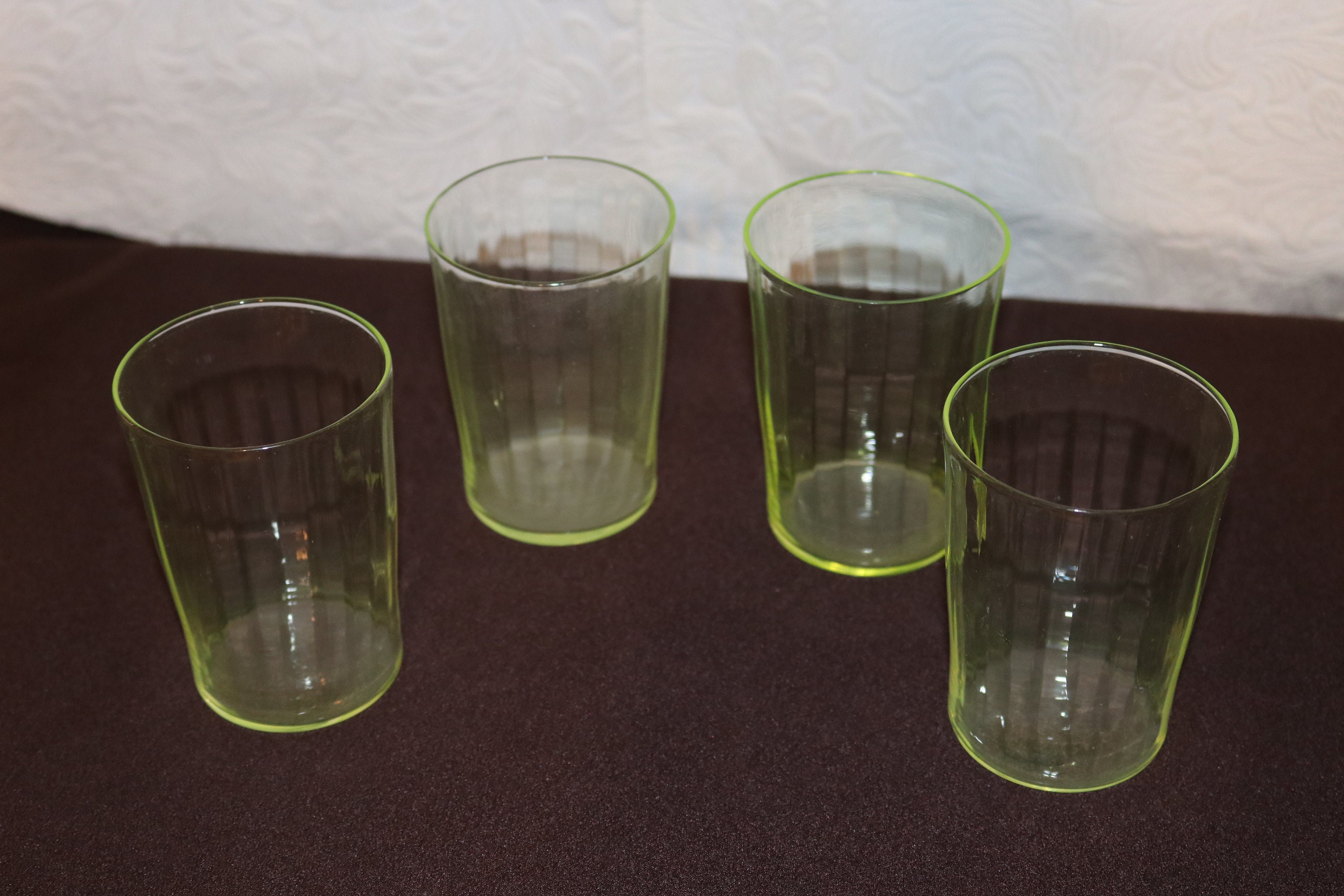 Set of 4 Medium Vaseline Glass Tumblers Uranium Glass | Etsy
