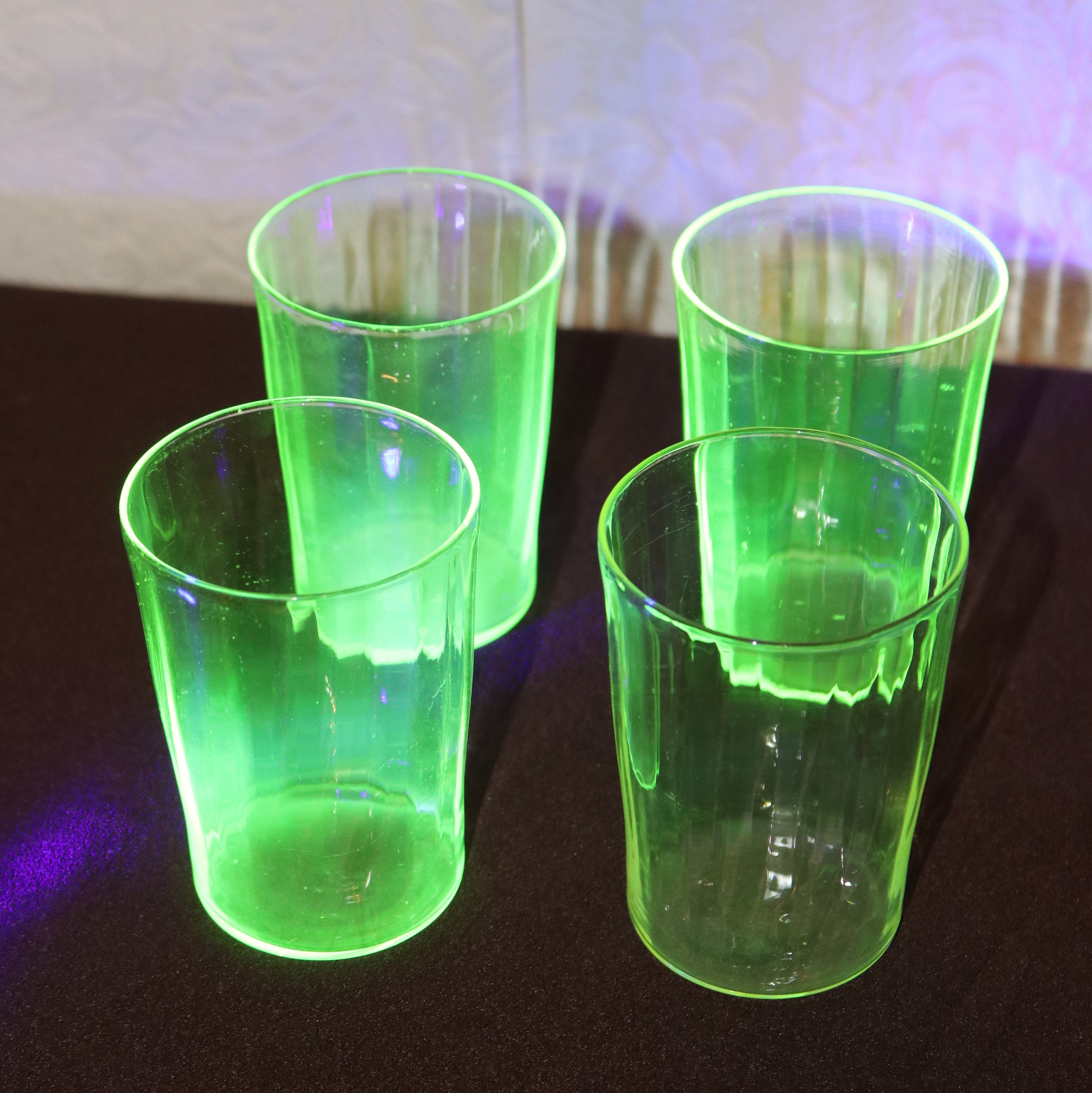 Set of 4 Medium Vaseline Glass Tumblers Uranium Glass | Etsy