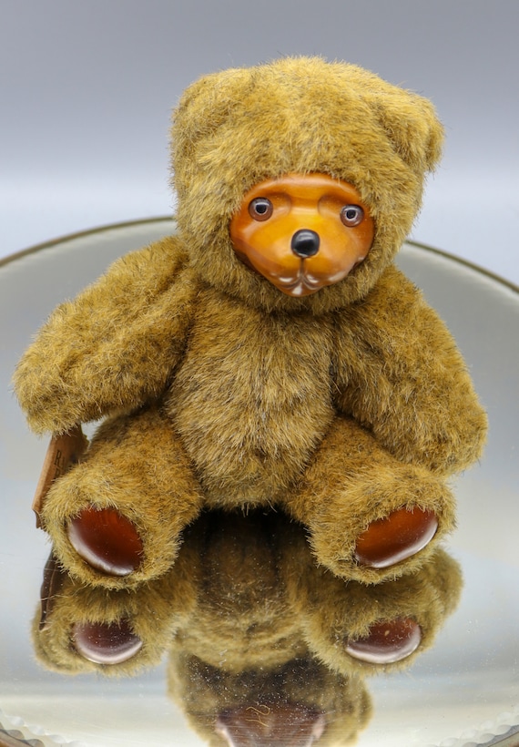 Robert Raikes テディベア krank marcelloアンティーク Vintage Raikes Wood Faced Bear - Original Hangtag but No Interior
