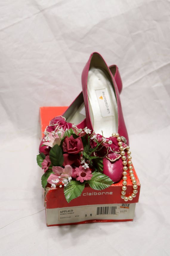 1980s Liz Claiborne Pumps - Hot Pink & White - Cou