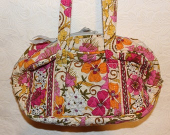Vintage Vera Bradley Handbag - Little Mandy Tea Garden - Zipper Closure - Interior/Exterior Pockets - Retired Pattern