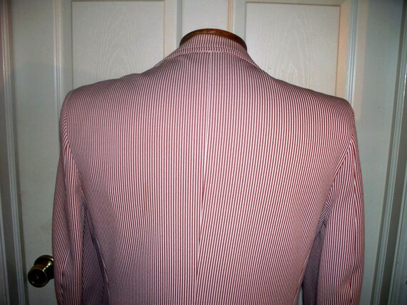 1970s Sports Jacket - 70s Red White Striped - Kni… - image 4