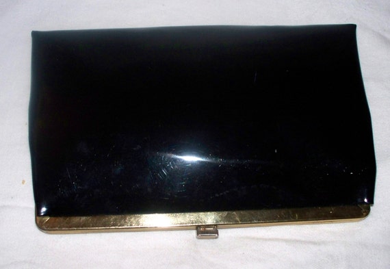 1960s Black Patent Leather Clutch - Purse  -  Vin… - image 3