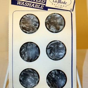 Vintage LaMode Lucite Buttons: Gray Marbled Clothing Buttons, 1950s NOS