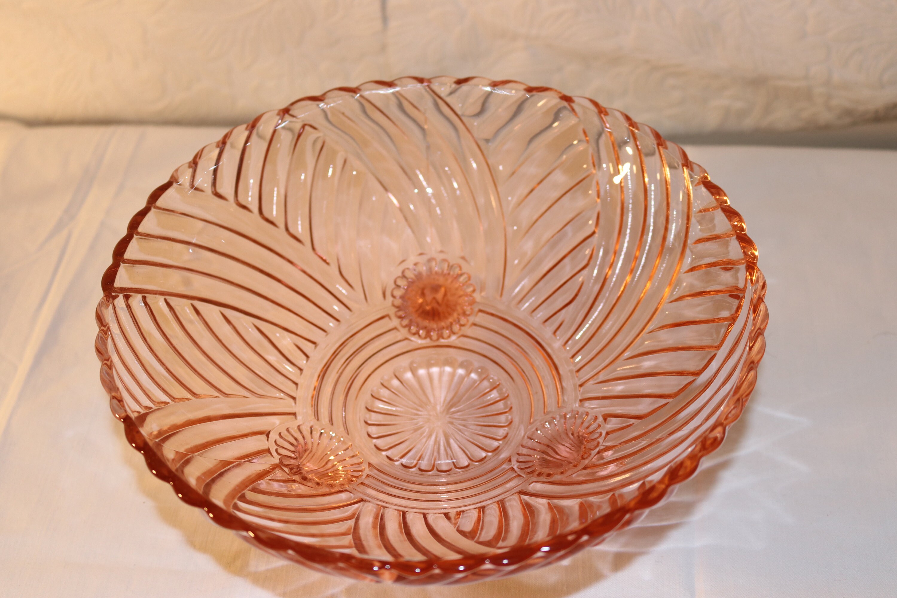 Pink Depression Glass Swirl Footed Bowl Fruit Bowl Three Etsy