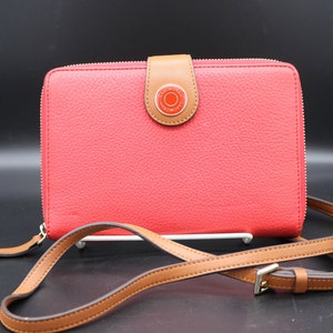 Vintage Red Leather Isaac Mizrahi Wallet Purse - Clutch - Correa extraíble
