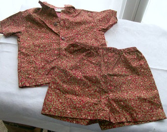 Conjunto corto vintage Hilo Hattie para niño - Talla 18 meses - Colores navideños