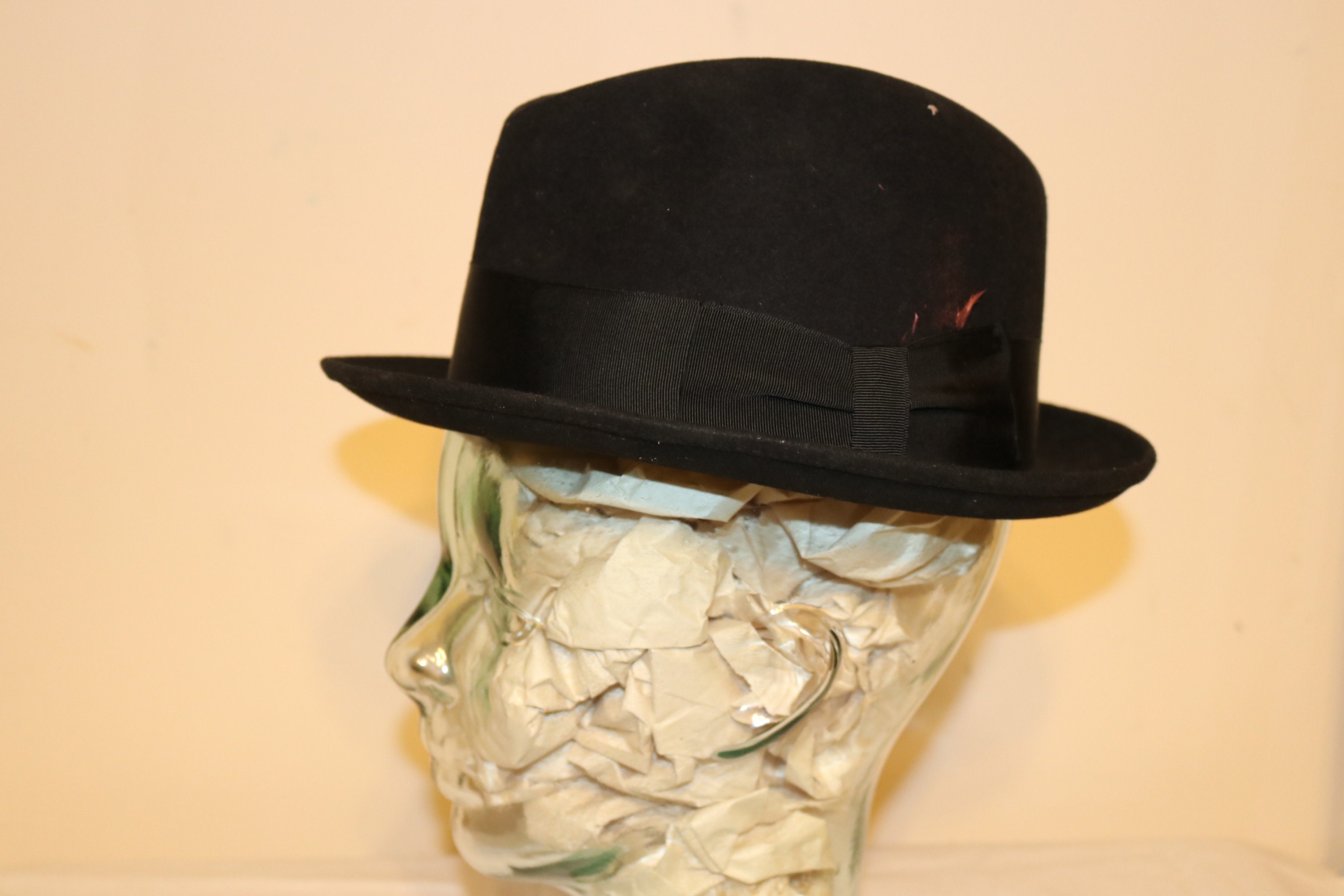 DOBBS USAヴィンテージ ファーハット ブラック Mサイズ ビーニー Vintage Dobbs New York Fifth Avenue Fedora Hat, Black Felt