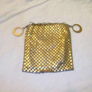 Vintage Metal Mesh Drawstring Evening Purse -  Chatelaine Purse - 1920s - Excellent Condition