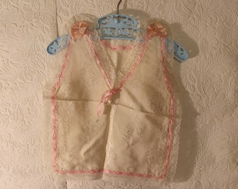 Vintage Girl's Pink Corset Cover/Camisole - Handmade - No Size Tag - Pink Satin Ribbon - Lace Edging