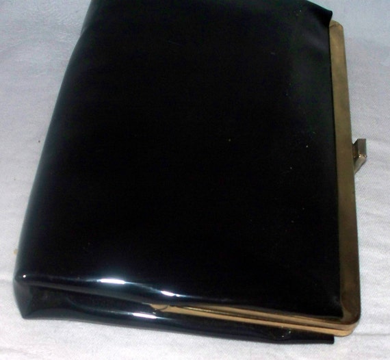 1960s Black Patent Leather Clutch - Purse  -  Vin… - image 4