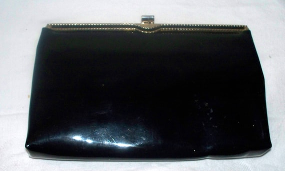 1960s Black Patent Leather Clutch - Purse  -  Vin… - image 2