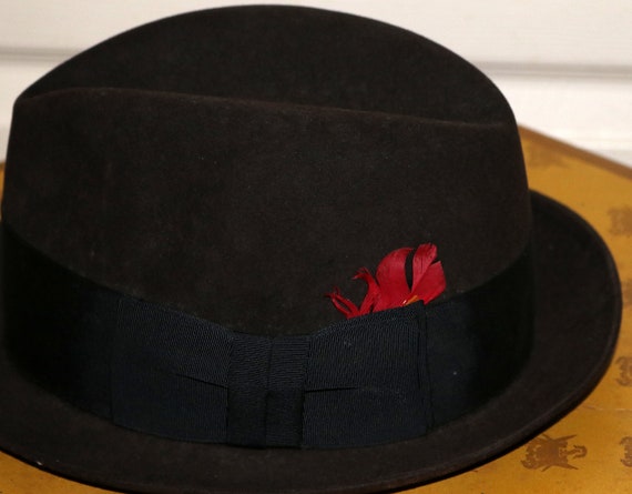 Vintage Wool Knox Men's Fedora Hat - Deep Chocola… - image 2