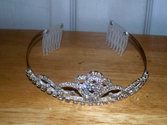 Crystal Rhinestone Tiara - Double Comb - Semi Cir… - image 4