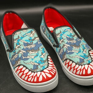 Kids ST Revolution &quot;Shark&quot; Slip-Ons - Size 3 - Canvas - Rubber Bottom
