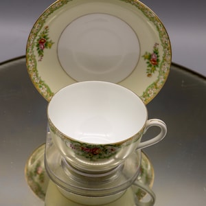 Vintage Noritake Floral China Teacup & Saucer - Made in Japan - Replacement Set - Hand Painted