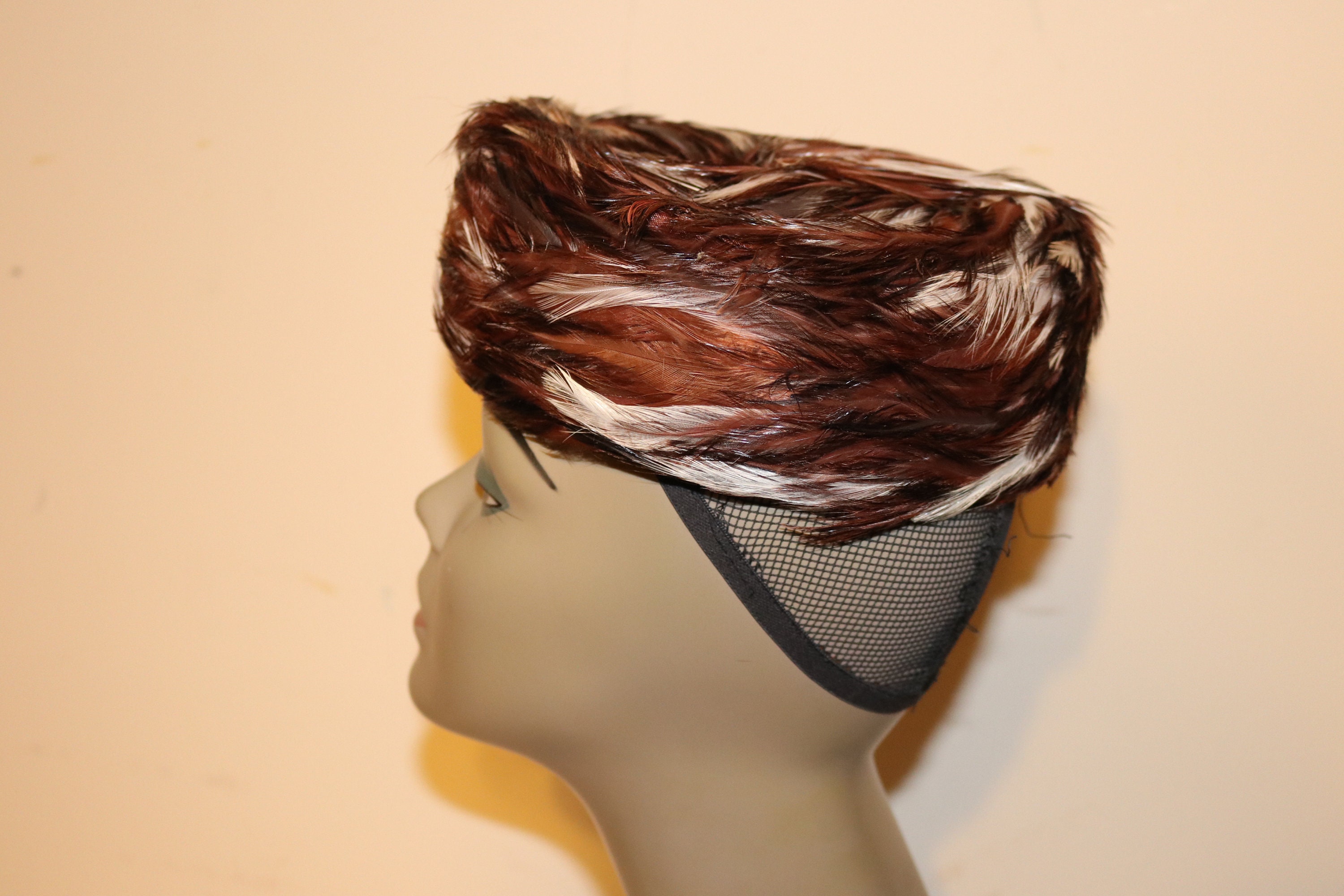 1960s Feather Pillbox Hat - Richard Original - Good 