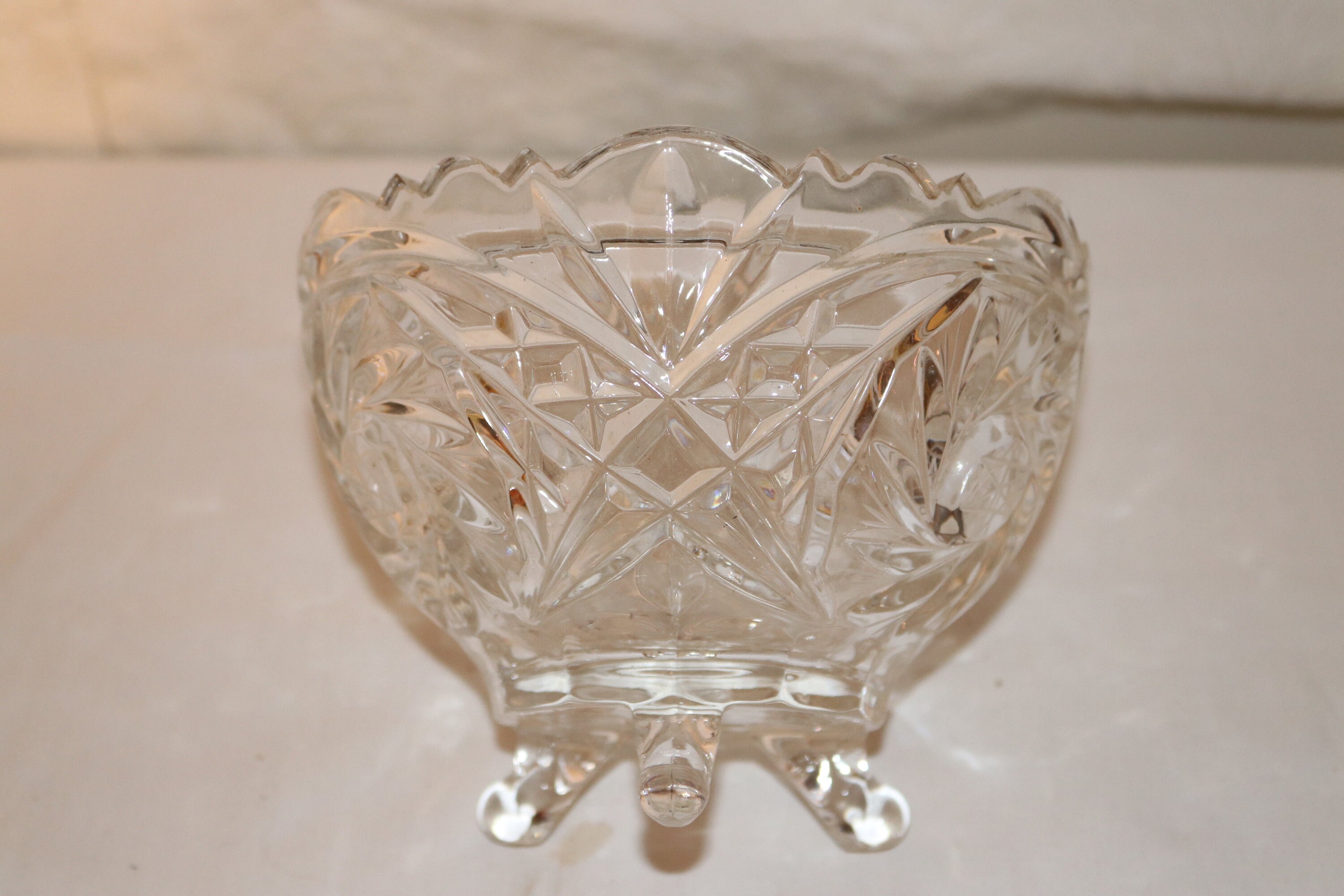 Vintage Zajecar Crystal 3 Footed Covered Candy Dish Etsy
