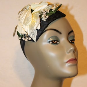 Vintage Unmark Floral Fascinator - Magnolia & Lily of the Valley