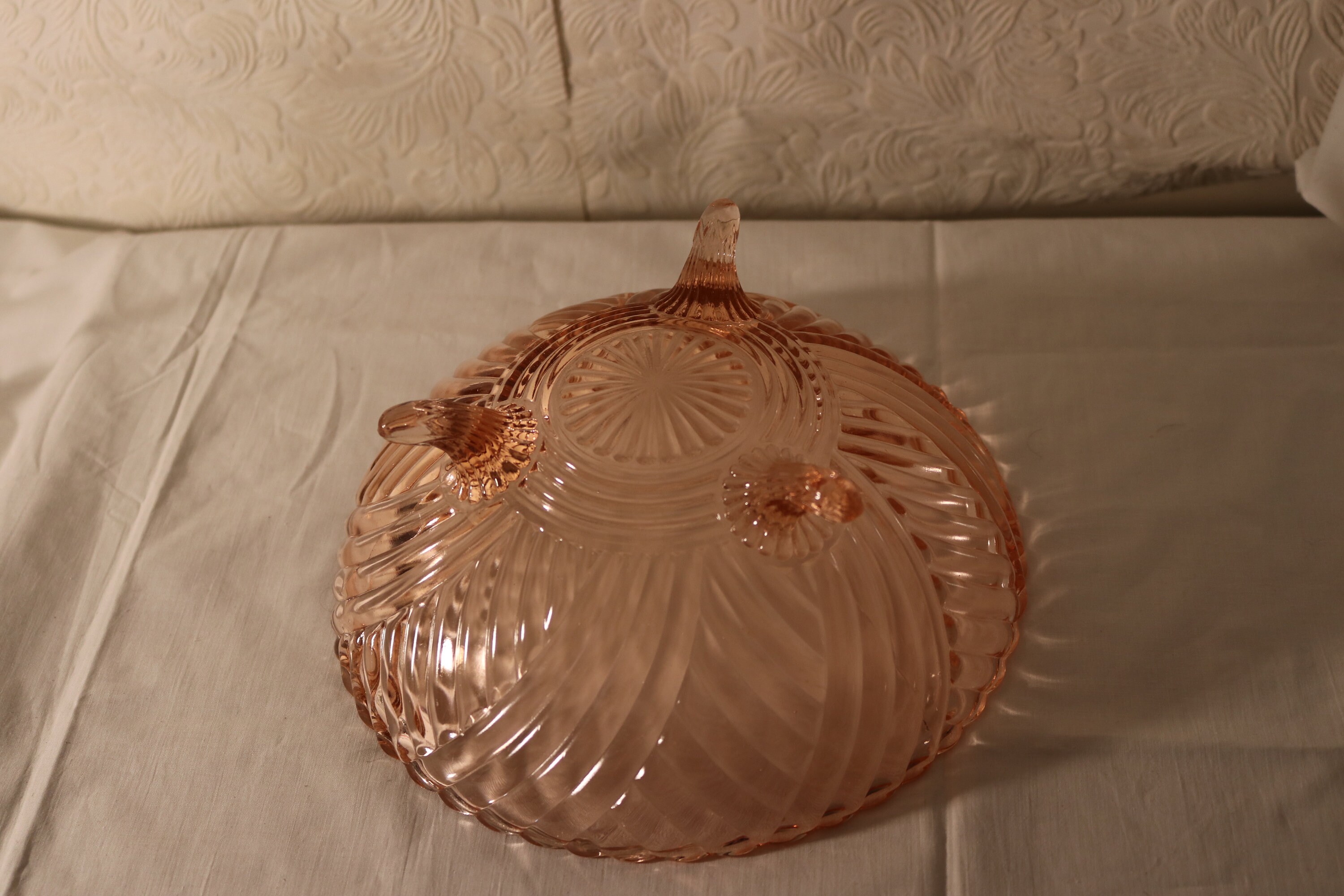 Pink Depression Glass Swirl Footed Bowl Fruit Bowl Three Etsy