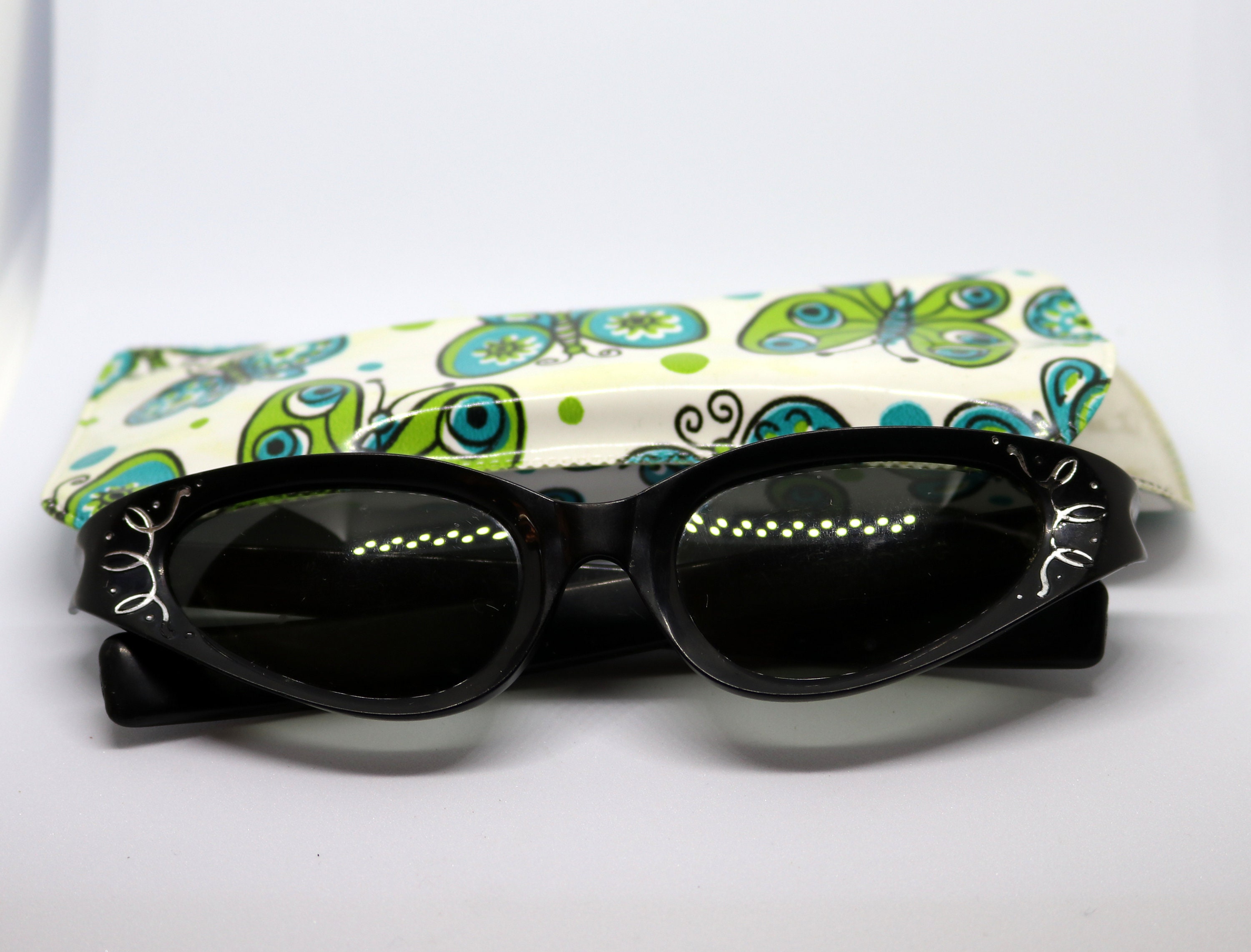 60年代 cool-ray polaroid cat eye サングラス Vintage Polaroid Cool-Ray Yellow Glitter Frame Green Lens