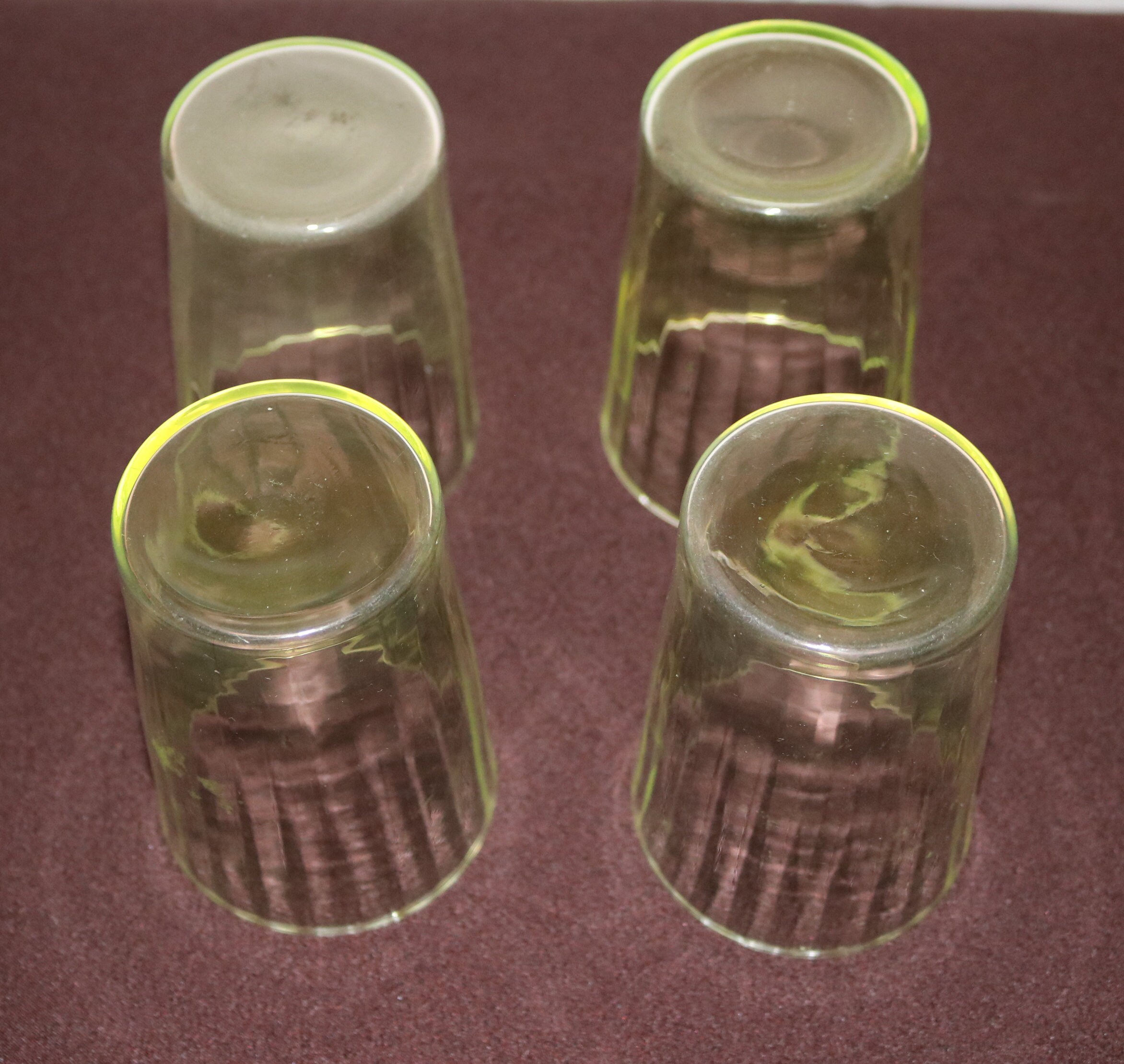 Set of 4 Medium Vaseline Glass Tumblers Uranium Glass | Etsy