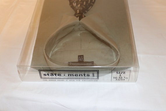 1990s Olive Green Shirt & Silk Tie Set - Size Lar… - image 5