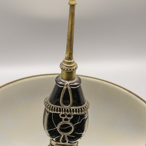 Vintage 1920s Campomar Moroccan Black Amethyst Glass Perfume Sprinkler Bottle