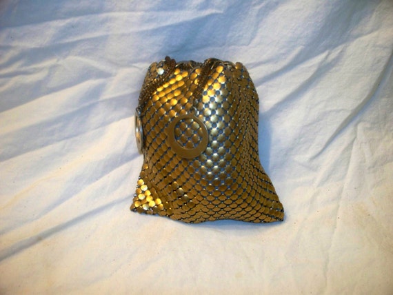 Vintage Metal Mesh Drawstring Evening Purse -  Ch… - image 3